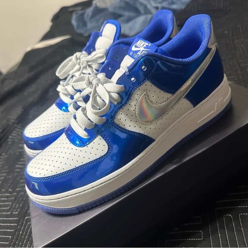 Nike Air Force 1 Blue and White Sneakers